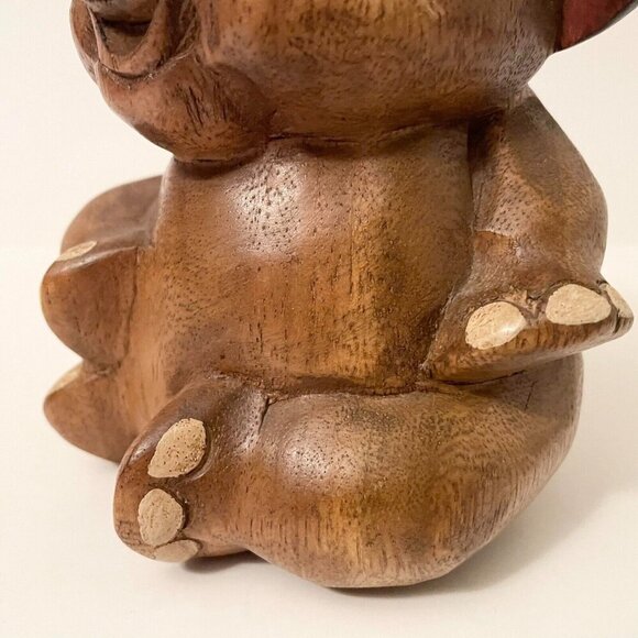 Vintage Wooden Elephant Figure 6 Inch Tall - Picture 7 of 14